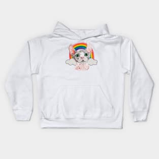 Cat Kitty face with rainbow Kids Hoodie